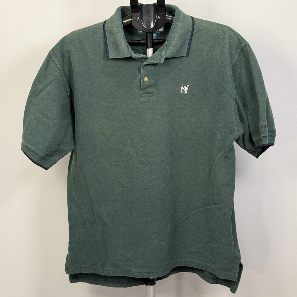 Big Dogs Polo Shirt Mens XL Green Solid Dog Logo 100% Cotton Casual Short Sleeve